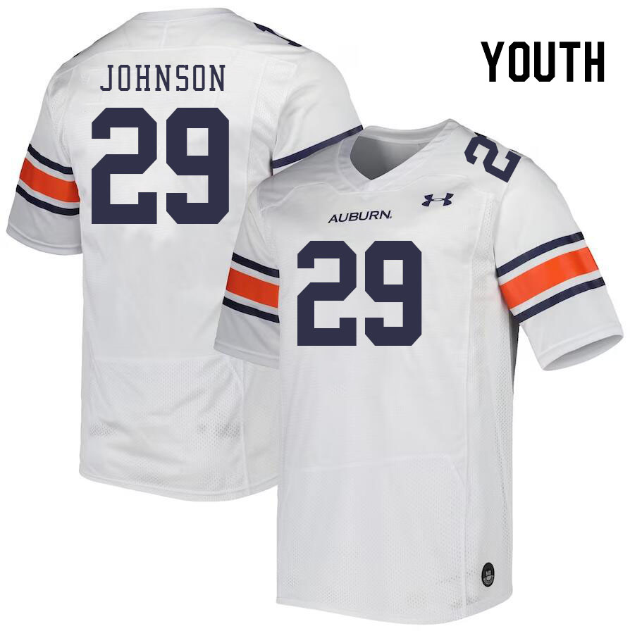 Youth #29 C.J. Johnson Auburn Tigers College Football Jerseys Stitched Sale-White - Click Image to Close